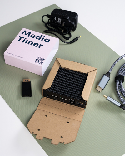 Adaptables Media timer showcased on a table